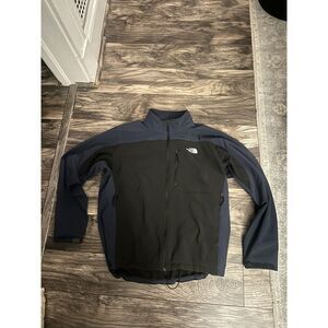 The North Face TNF Soft Shell Mens XL Jacket Mock Neck Blue Black‎